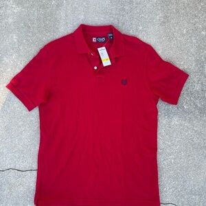 Chaps Red Short Sleeve Men's Everyday Polo muscle Shirt Medium NWT
